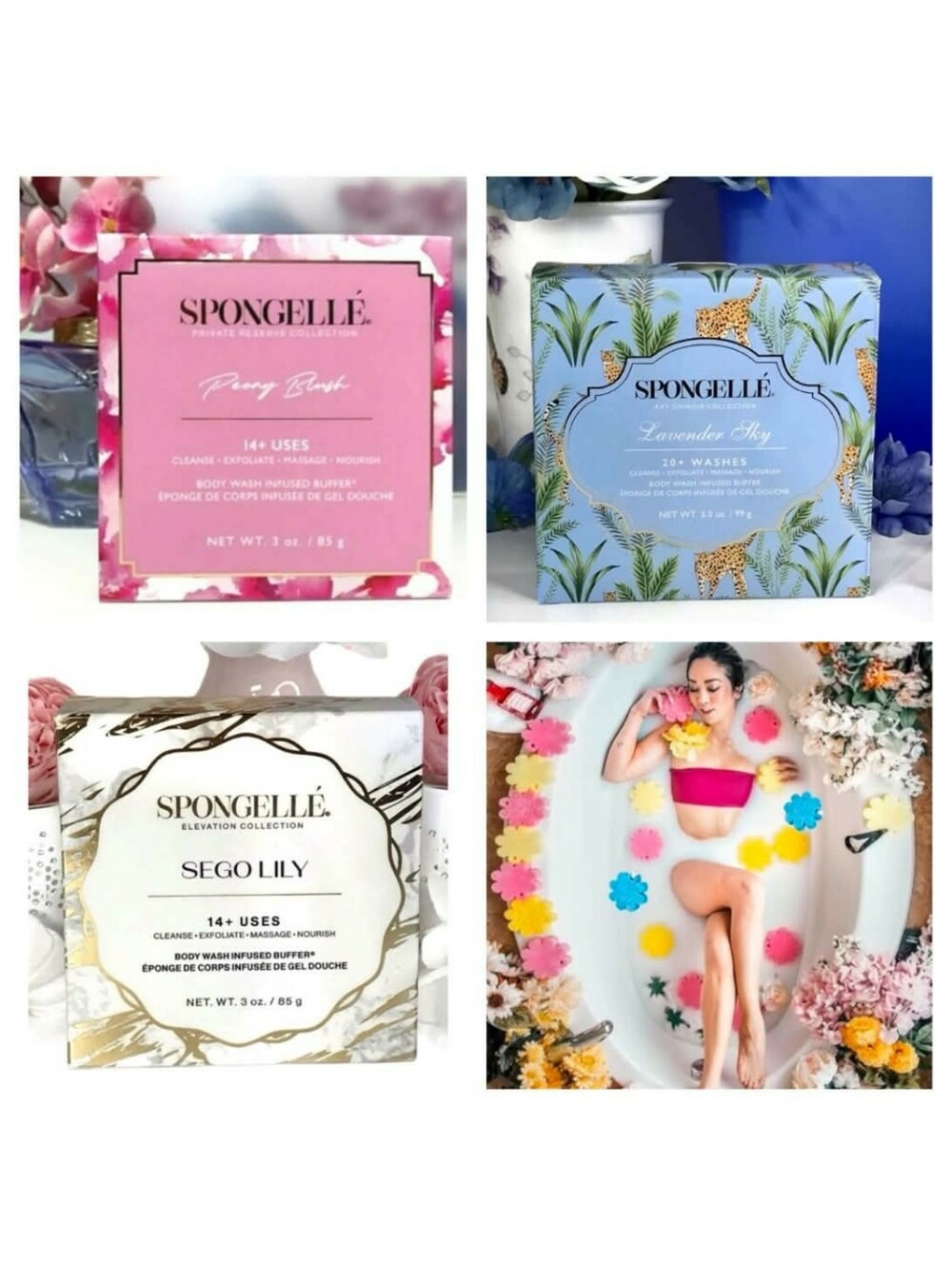 Spongelle BUNDLE! Sego lily, Peony blush
& Lavender Sky 85-99g each *BNIB